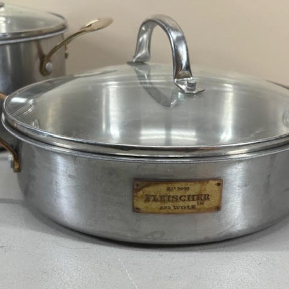 Fleischer and Wolf 10" frying pan 6Qt pot Lids Pro Grade Tri Ply Stainless Steel
